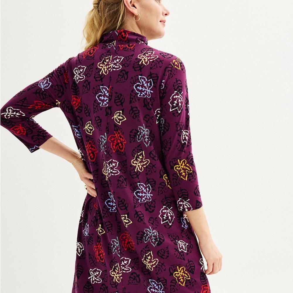 NWT Celebrate Together 3/4 sleeve mock neck swing dress SZ XS - Picture 2 of 7